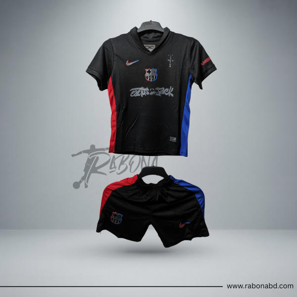 Barcelona Away Kit 2024/25(Cactus Jack Edition) - Kids Jersey Set